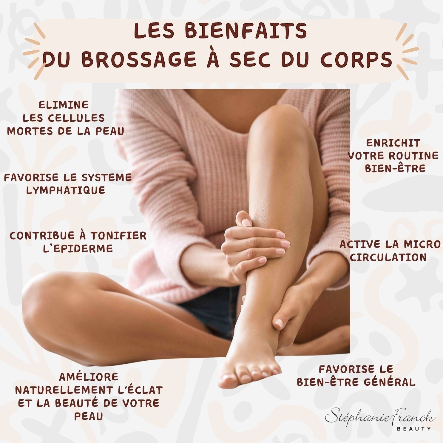 Stephanie Franck Beauty – Brosse à Sec Corps Ronde en Poils Naturels – Massage Tonique & Exfoliation – Force Moyenne (6/10)