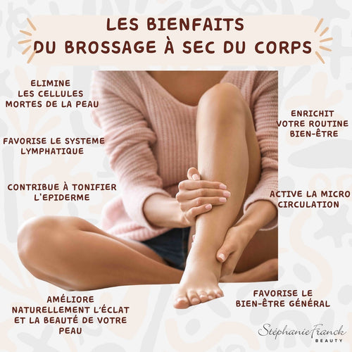 Stephanie Franck Beauty – Brosse à Sec Corps Ronde en Poils Naturels – Massage Tonique & Exfoliation – Force Moyenne (6/10)
