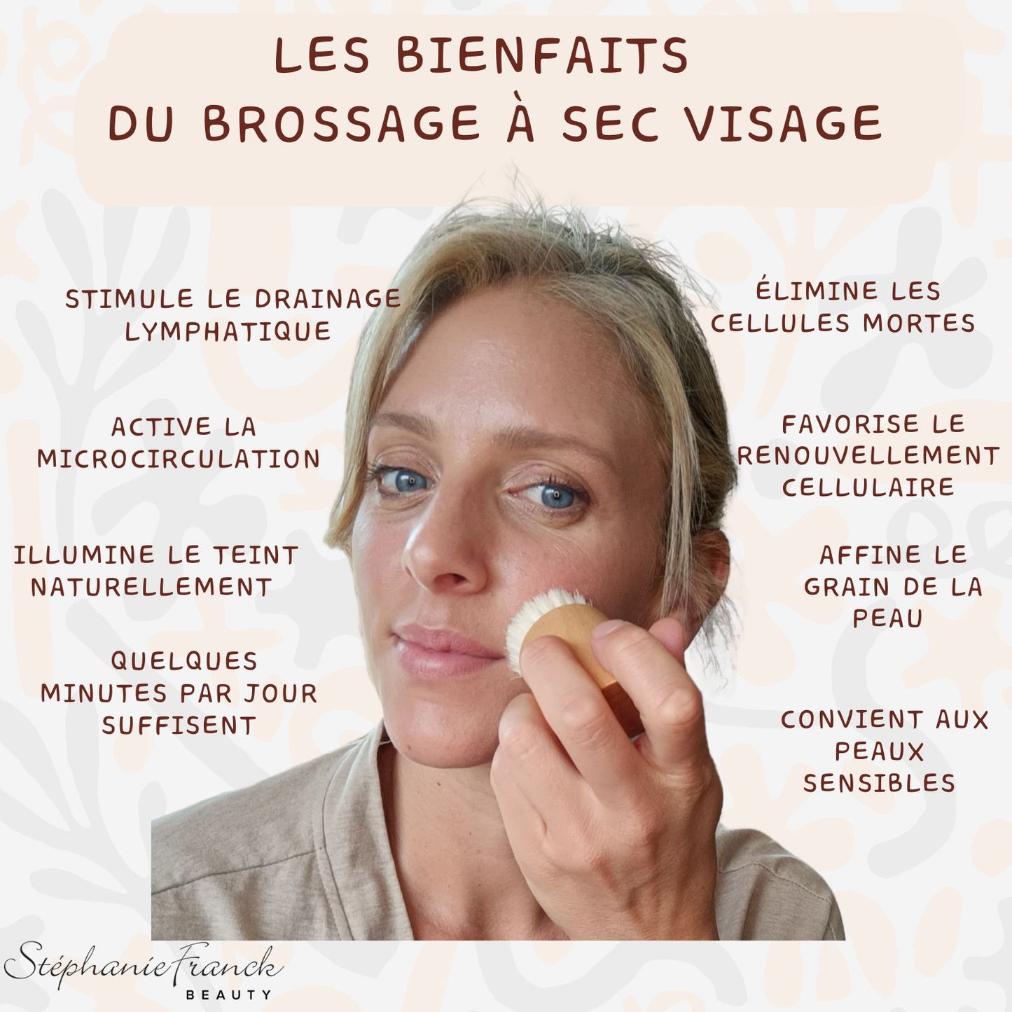 Stephanie Franck Beauty – Brosse à Sec Visage Douce | Dry Brush en Poils de Chèvre Naturels pour Drainage & Éclat
