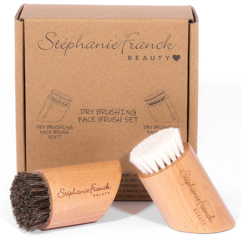Stephanie Franck Beauty – Duo Brosse Visage à Sec – Crin de Cheval & Poils de Chèvre – Massage & Éclat Naturel