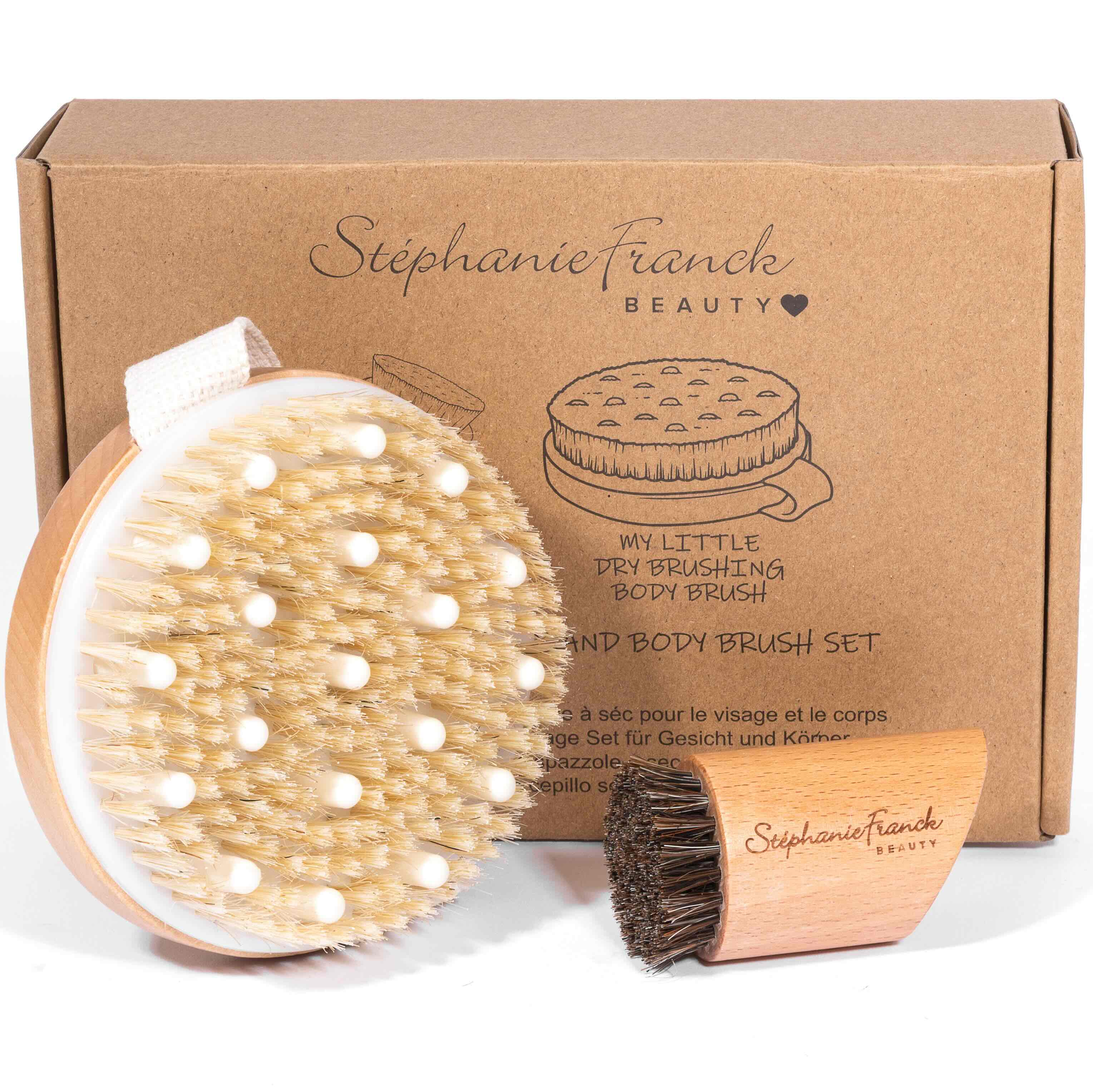 Stephanie Franck Beauty – Duo Dry Brushing Corps & Visage | Brosses Ferme en Poils Naturels