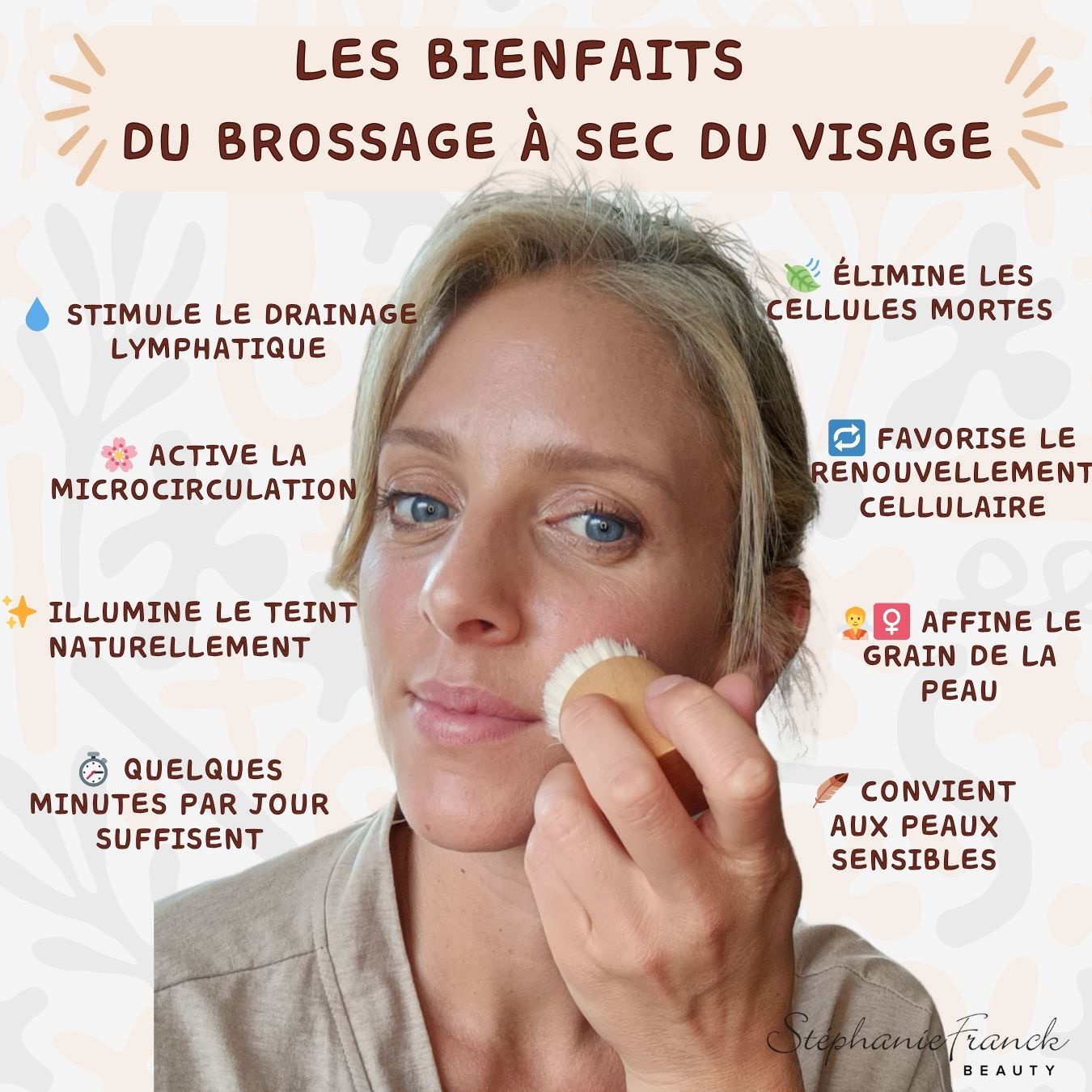 Stephanie Franck Beauty – Duo Brosse Corps & Visage | Dry Brushing Naturel en Poils Doux & Ferme