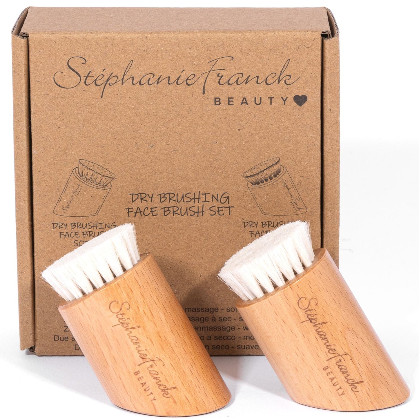 Stephanie Franck Beauty – Duo Brosse Visage à Sec Douce – Poils de Chèvre Naturels | Gommage, Massage & Drainage Lymphatique