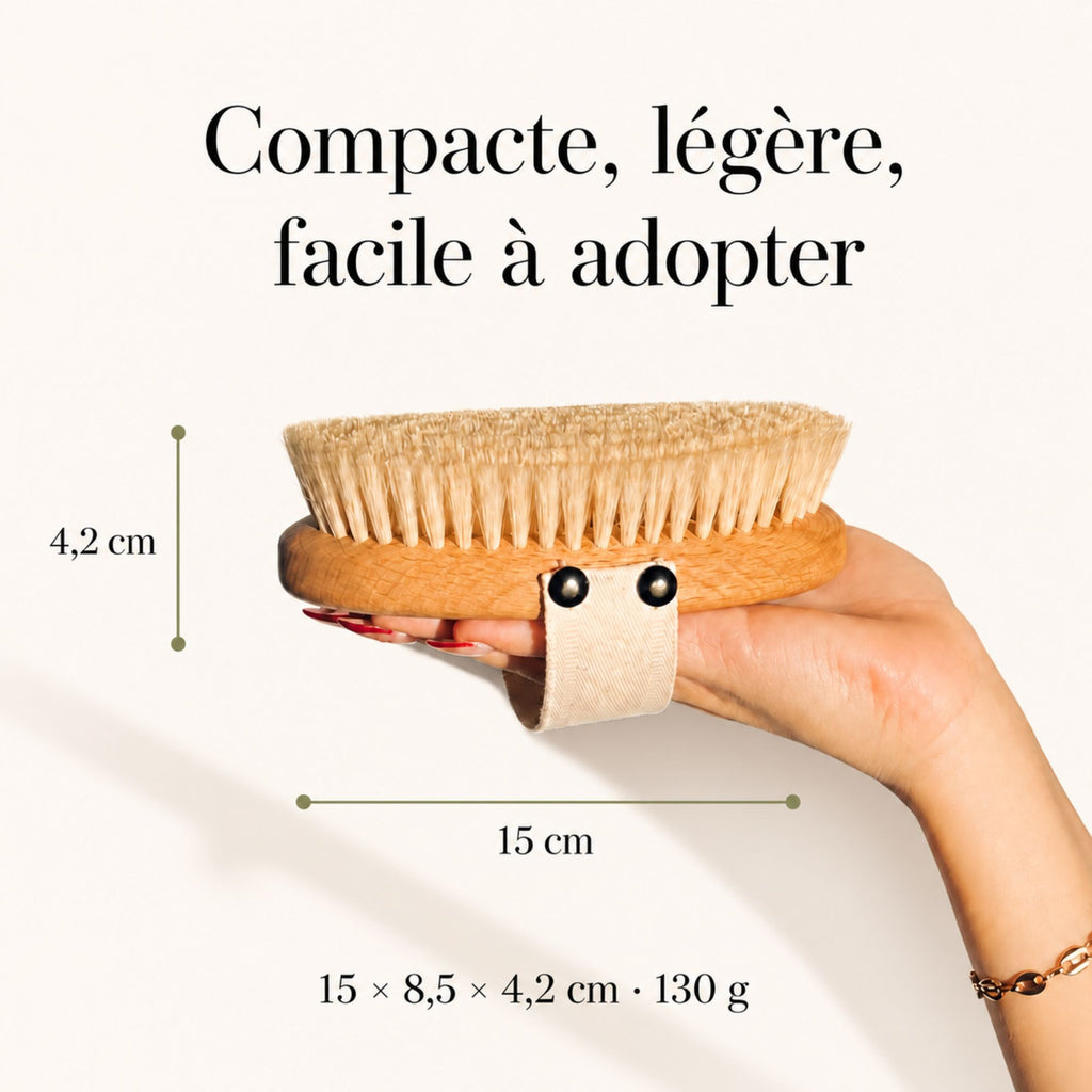 Dimensions de la brosse corps douce - 15 x 8,5 x 4,2 cm, 130g