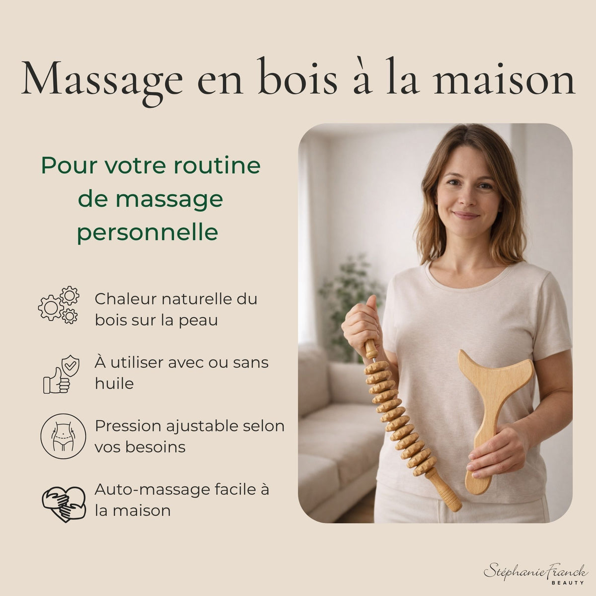 Massage en bois à la maison avec le duo Madero - routine de massage personnelle