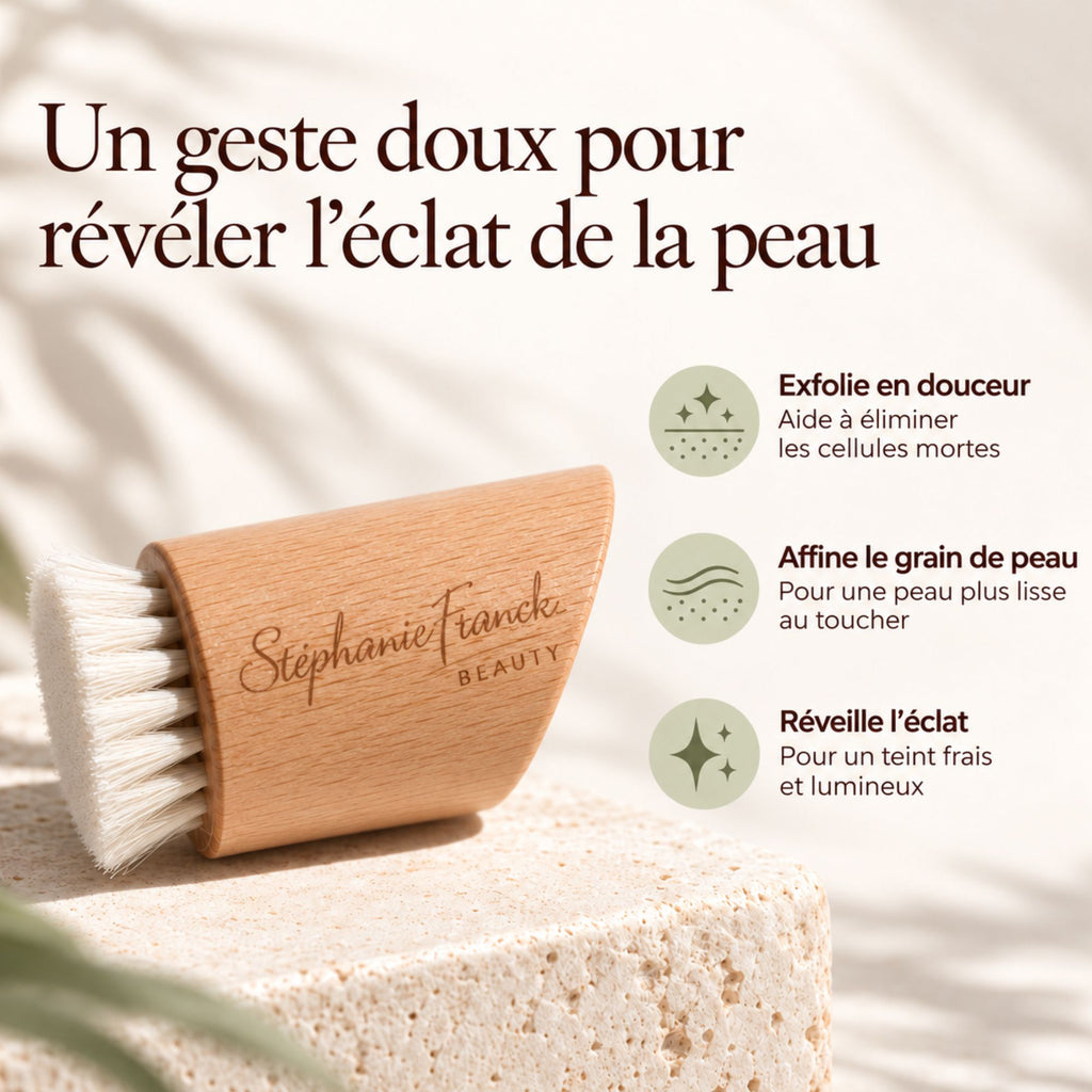 Brosse à sec visage douce - bienfaits pour la peau